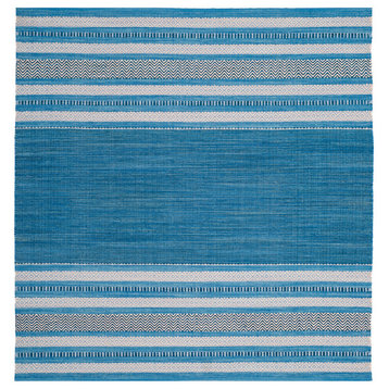 Safavieh Montauk Collection MTK214 Rug, Blue/Grey, 6' Square