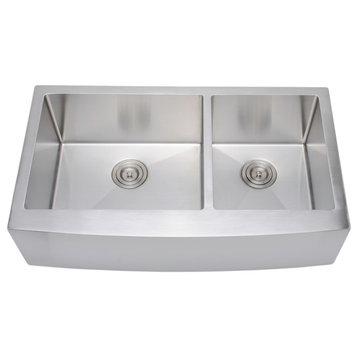 Wells Sinkware Handcrafted 16-gauge Double Apron Stainless Steel Kitchen Sink