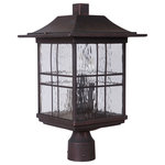 Craftmade - Craftmade Outdoor Dorset Large Post Mount, Aged Bronze Brushed - Exquisitely crafted and finished in rich Aged Bronze, this modern take on Mission style features large windows of clear water glass that bathe porch and patio in bright sparkling light.