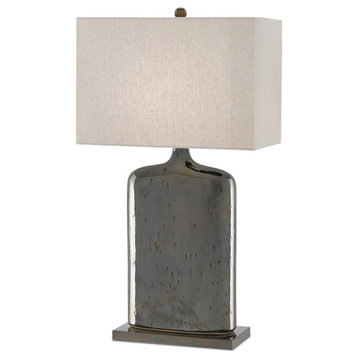 Musing 1 Light Table Lamps, Rustic Metallic Bronze with Khaki Linen Shade