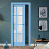 Sliding Pocket Door 32 x 80, Veregio 7412 Aquamarine & Frosted Glass, Rail