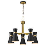 Z-Lite - Z-Lite 728-5MB-HBR Soriano 5 Light Chandelier in Heritage Brass - A decorative quintuplet silhouette shapes industrial influence that adds casual elegance to this matte black finish steel five-light chandelier. Dress up a dining or entertaining space with this tasteful fixture trimmed with heritage brass finish steel. This sleek chandelier captures the heart of romantic industrial charm.