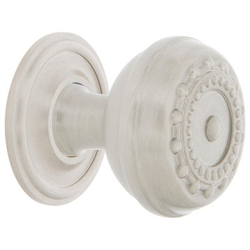Meadows Brass 1 3/8" Cabinet Knob With Classic Rose, Satin Nickel