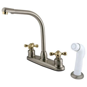 Victorian High Arch Kitchen Faucet With White Sprayer