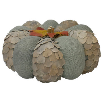 10" Green and Brown Autumn Harvest Tabletop Pumpkin