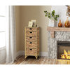 Gallerie Decor Rio 5-Drawer Transitional Metal/Wood Tower in Natural