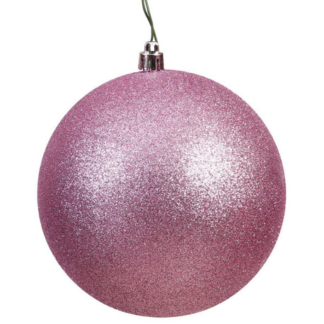 Vickerman 4" Mauve Glitter Ball Ornament, 6 per Bag