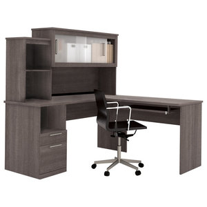 Boca 3 Piece L Shaped Desk And Credenza Cottage White Traditional Desks And Hutches By Warehouse Direct Usa