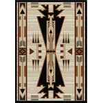 American Dakota - Horse Thieves Rug, Natural, 3'x4', Scatter - The two central figures in this rug may have just returned from a horse raid.  The inlaid arrows tell part of the story.  This striking rug turns an ordinary room into ?The? room.  Made in America!
