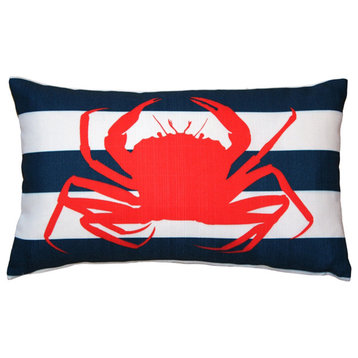 Pillow Decor, Red Crab Nautical Throw Pillow 12x20
