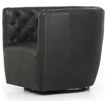 Hanover Heirloom Black Leather Swivel Chair