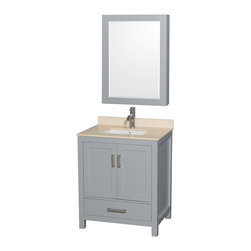 30 inch Transitional Grey Finish Bathroom Vanity Set - Bathroom Vanities And Sink Consoles
