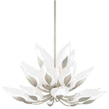 Blossom 20-Light Chandelier Silver Leaf Finish Clear Glass