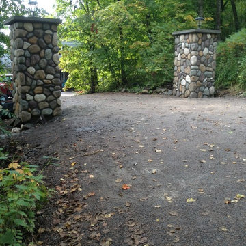 Cultured stone driveway pillars