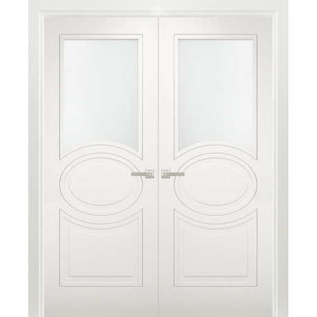 Double Doors Frosted Opaque Glass / Mela 7012 Matte White -64x80 (2* 32x80)