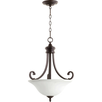 Bryant 3-Light Pendant, Oiled Bronze With Satin Opal