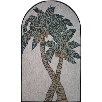 Mosaic Patterns, Palm In Arch, 35" X 65"