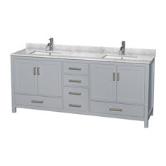 wyndham collection sheffield 80 gray double vanity white carrera marble undermount square - Bathroom Vanity Double wyndham collection sheffield 80 gray double vanity white carrera marble undermount square - Bathroom Vanity Double