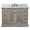 48" Solid Wood Sink Vanity With Marble Top And Round Sink, Carrera White Marble Top