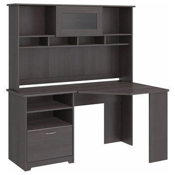 Cabot Corner Desk with Hutch in Heather Gray - Engineered Wood