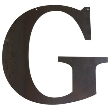 Rustic Large Letter "G", Raw Metal, 18"