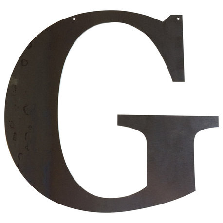 Rustic Large Letter "G", Raw Metal, 22"