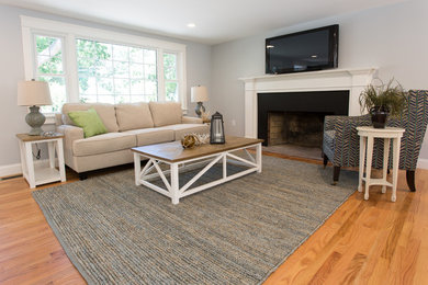 Beach style home design photo in Boston