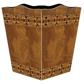 Inlaid Wood Wastepaper Basket