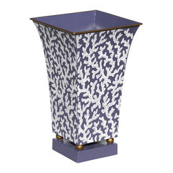 White Coral Blue Tall Cachepot - Area Rugs