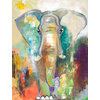 Contemporary Large Canvas Art, Hand Painted,"Elephant Dream"