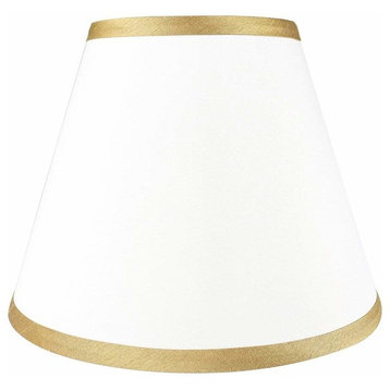 Hardback Silk Coolie Shade, 5x9x7", Off White With Gold Trim