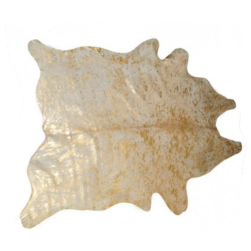 Scotland Cowhide Rug, 5'x7', Natural and Gold