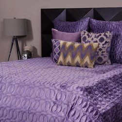 Purple Collection Velvet Quilted Bedspread - Quilts And Quilt Sets