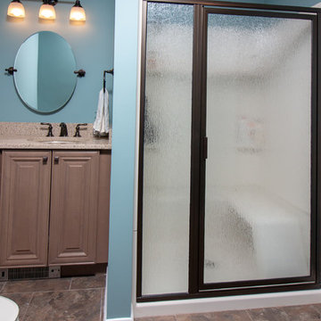 Transitional Aroma vanity Downstairs bath remodel w/Alterna Messa floor
