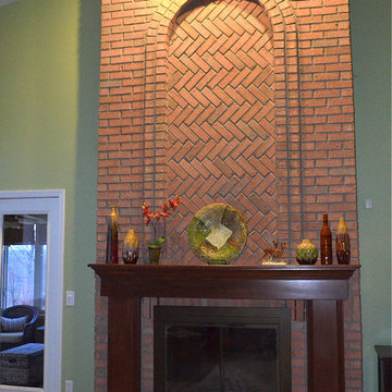 Gorgeous floor to ceiling brick fireplace
