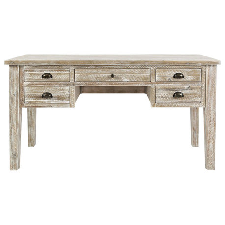 Artisan's Craft 5-Drawer Desk - Washed Grey