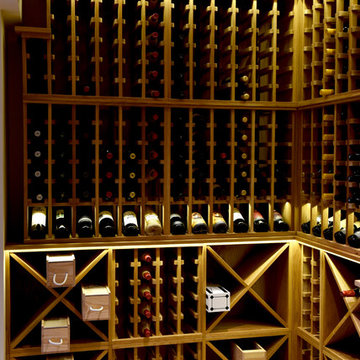 Private wine cellar in Wirral using oak racks, cubes and shelves