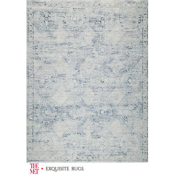 The Met x Exquisite Rugs Vintage Looms Light Blue/Blue Area Rug, 9'x12'
