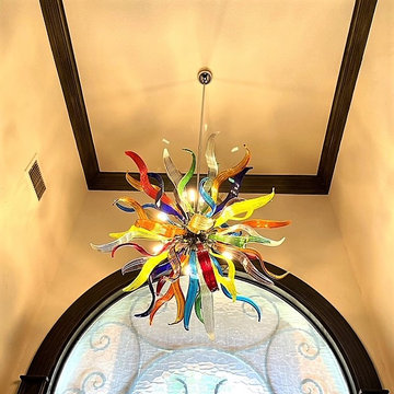 Custom Dalia Murano Chandelier - Multi Color with Polished Chrome Hardware