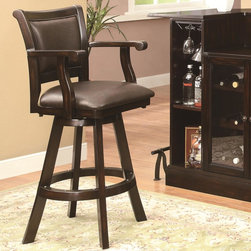 Coaster 100179 Dark Cherry Swivel Bar Stool with Arms and Back - Dining Sets