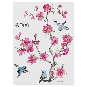 Jean Plout 'Cherry Blossom Beautiful Birds' Canvas Art