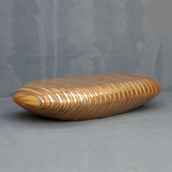 River Stone Center Table Silver and Wood Finish 160cm x 75cm x 30cm - Decorative Objects And Figurines