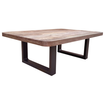 Curvet Mango Wood & Steel Sled Base Coffee Table