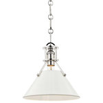 Hudson Valley Lighting - Painted No.2 Small Pendant, Polished Nickel, Off White Shade - Designed by Mark D. Sikes