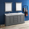 Fresca Windsor 72" Double Sinks Wood Bathroom Vanity in Textured Gray