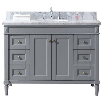 Tiffany 48" Single Bathroom Vanity, Gray, Mirror Included_round Sink