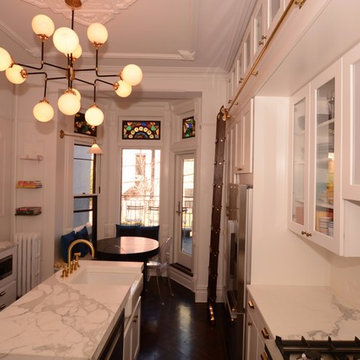 Calacatta Gold Marble & White Cabinets