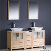 Fresca FVN62-241224LO-VSL Torino 60 Inches Light Oak Double Sink Bathroom Vanity