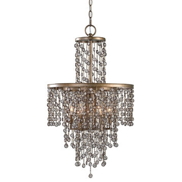 Antique-Style Crystal Tiered 6-Light Chandelier, Dazzling Beaded Chandelier