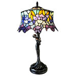 CHLOE Lighting - CHLOE Lighting SOPHIA Wisteria 1-Light Antique Dark Bronze Table Lamp, 13" - SOPHIA, a Floral style 1 light table lamp features a unique look with an antique bronze finish. Hand crafted from over 330 pieces of art glass. Main colors are purple and orange. Handcrafted using the same techniques that were developed by Louis Comfort Tiffany in the early 1900s, this beautiful Tiffany-style piece contains hand-cut pieces of stained glass, each wrapped in fine copper foil.